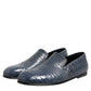 Dolce & Gabbana Blue Exotic Leather Slip On Loafers Men Dress Shoes