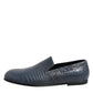 Dolce & Gabbana Blue Exotic Leather Slip On Loafers Men Dress Shoes