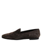 Dolce & Gabbana Brown Velvet Leather Slip On Loafers Shoes