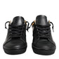 Leather Crown Black Gold Lace Up Low Top Women Sneakers Shoes