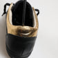 Leather Crown Black Gold Lace Up Low Top Women Sneakers Shoes