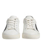 Dolce & Gabbana White Black Leather Lace Up Men Sneakers Shoes