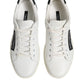 Dolce & Gabbana White Black Leather Lace Up Men Sneakers Shoes