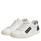 Dolce & Gabbana White Black Leather Lace Up Men Sneakers Shoes