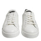 Dolce & Gabbana White Black Logo Low Top Leather Sneakers Shoes