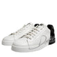 Dolce & Gabbana White Black Logo Low Top Leather Sneakers Shoes