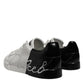 Dolce & Gabbana White Black Logo Low Top Leather Sneakers Shoes