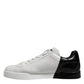 Dolce & Gabbana White Black Logo Low Top Leather Sneakers Shoes