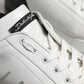 Dolce & Gabbana White Black Logo Low Top Leather Sneakers Shoes