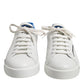 Dolce & Gabbana White Blue Low Top Leather Sneakers Shoes