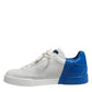 Dolce & Gabbana White Blue Low Top Leather Sneakers Shoes