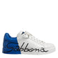 Dolce & Gabbana White Blue Low Top Leather Sneakers Shoes