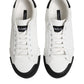 Dolce & Gabbana White Black Logo Leather Lace Up Sneakers Shoes