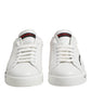 Dolce & Gabbana White Red Logo Low Top Leather Sneakers Shoes