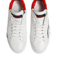 Dolce & Gabbana White Red Logo Low Top Leather Sneakers Shoes
