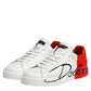 Dolce & Gabbana White Red Logo Low Top Leather Sneakers Shoes