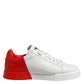 Dolce & Gabbana White Red Logo Low Top Leather Sneakers Shoes