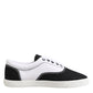 Dolce & Gabbana Black Cotton Canvas Lace Up Men Sneakers Shoes