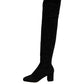 Dolce & Gabbana Black Suede Leather Knee High Boots Shoes