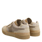 Dolce & Gabbana Beige Leather Low Top Lace Up Sneakers Shoes