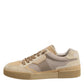 Dolce & Gabbana Beige Leather Low Top Lace Up Sneakers Shoes
