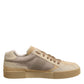 Dolce & Gabbana Beige Leather Low Top Lace Up Sneakers Shoes
