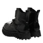 Dolce & Gabbana Black Leather Logo Ankle Boots Lace Up Shoes