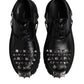 Dolce & Gabbana Black Leather Embellished Trekking Derby Shoes