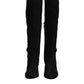 Dolce & Gabbana Black Suede Leather Knee High Boots Shoes