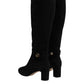 Dolce & Gabbana Black Suede Leather Knee High Boots Shoes
