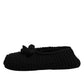Dolce & Gabbana Black Wool Slip On Flats Ballerina Shoes