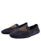 Dolce & Gabbana Blue Suede Crown Crystal Loafers Dress Shoes