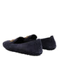 Dolce & Gabbana Blue Suede Crown Crystal Loafers Dress Shoes