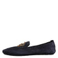 Dolce & Gabbana Blue Suede Crown Crystal Loafers Dress Shoes