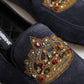 Dolce & Gabbana Blue Suede Crown Crystal Loafers Dress Shoes