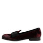 Dolce & Gabbana Red Velvet Men Slip On Loafers Dress Shoes