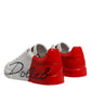 Dolce & Gabbana White Red Logo Low Top Leather Sneakers Shoes