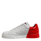 Dolce & Gabbana White Red Logo Low Top Leather Sneakers Shoes