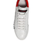 Dolce & Gabbana White Red Logo Low Top Leather Sneakers Shoes