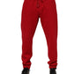 Dolce & Gabbana Red Cotton Logo Jogger Men Sweatpants Pants