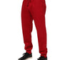 Dolce & Gabbana Red Cotton Logo Jogger Men Sweatpants Pants
