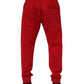 Dolce & Gabbana Red Cotton Logo Jogger Men Sweatpants Pants