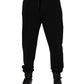 Dolce & Gabbana Black Cotton Crown Jogger Sweatpants Pants