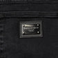 Dolce & Gabbana Black Cotton Logo Plaque Denim Jeans
