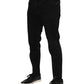Dolce & Gabbana Black Cotton Logo Plaque Slim Fit Denim Jeans