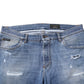 Dolce & Gabbana Blue Washed Tattered Logo Plaque Denim Jeans