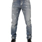 Dolce & Gabbana Blue Cotton Tattered Slim Fit Men Denim Jeans