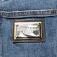 Dolce & Gabbana Blue Cotton Tattered Skinny Logo Denim Jeans