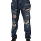 Dolce & Gabbana Blue Cotton Camouflage Denim Jeans