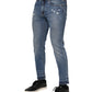 Dolce & Gabbana Blue Cotton Logo Plaque COMFORT Denim Jeans